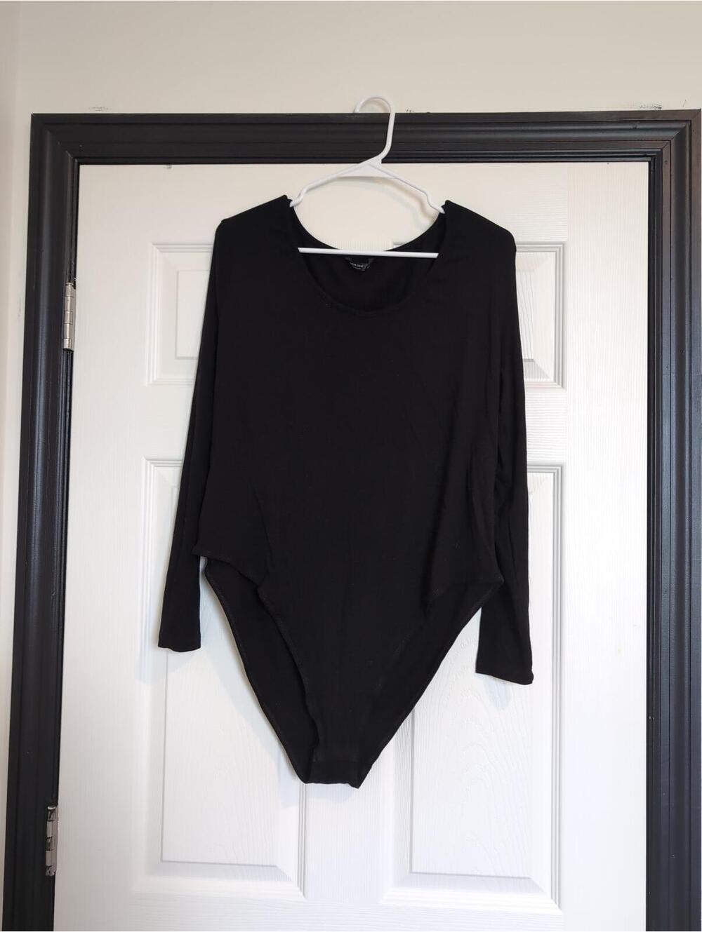 4X black long sleeve bodysuit